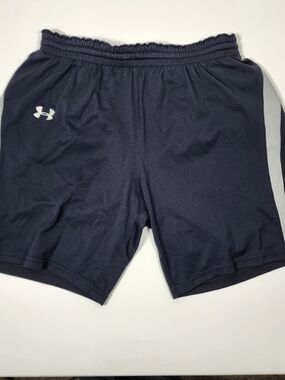 Under Armour Men's Black Athletic Shorts with Gray Side Stripe